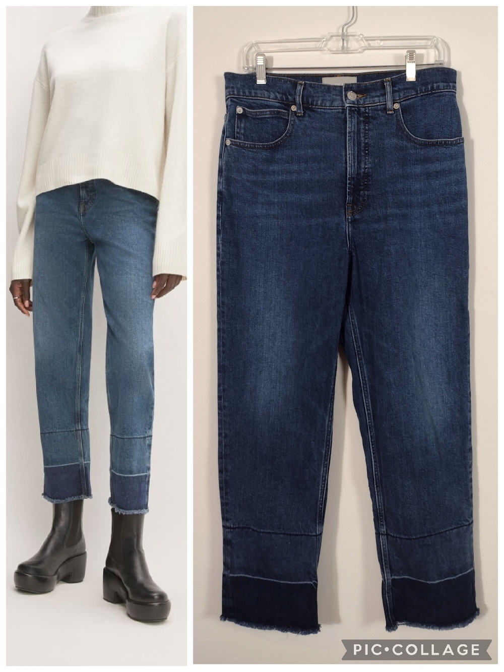 Everlane The Way High Straight Leg Jean Raw Hem Abyss Blue Size 30